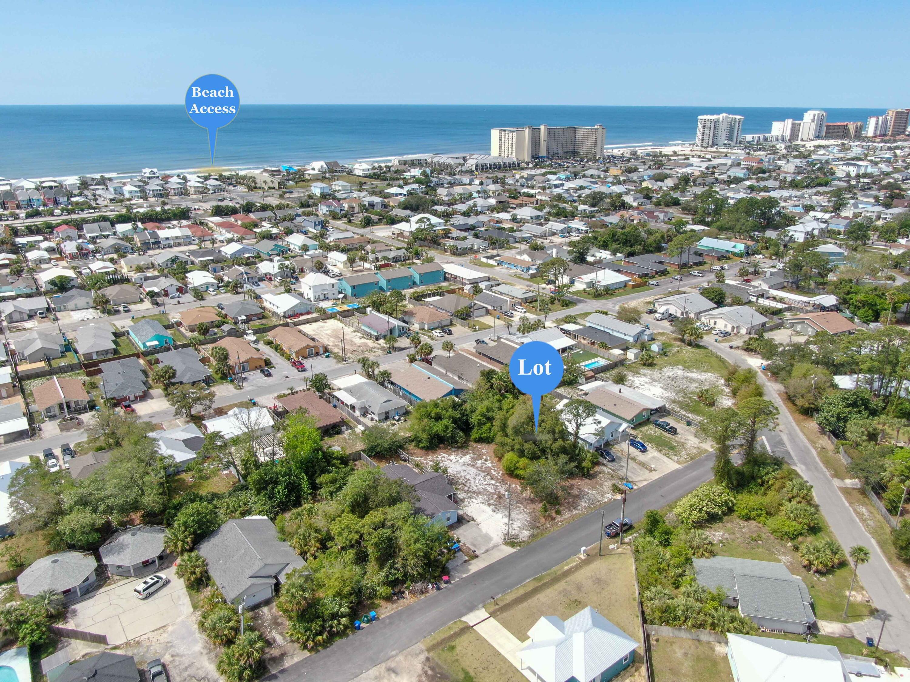 Great vacant lot just off of Thomas Dr that allows for a single family home or duplex and short term rentals are permitted. What a location: 2000 feet from the sandy beach and the Gulf of Mexico, 2 public boat ramps nearby and short drive to St Andrews State Park. Close proximity to restaurants, entertainment, and shopping.