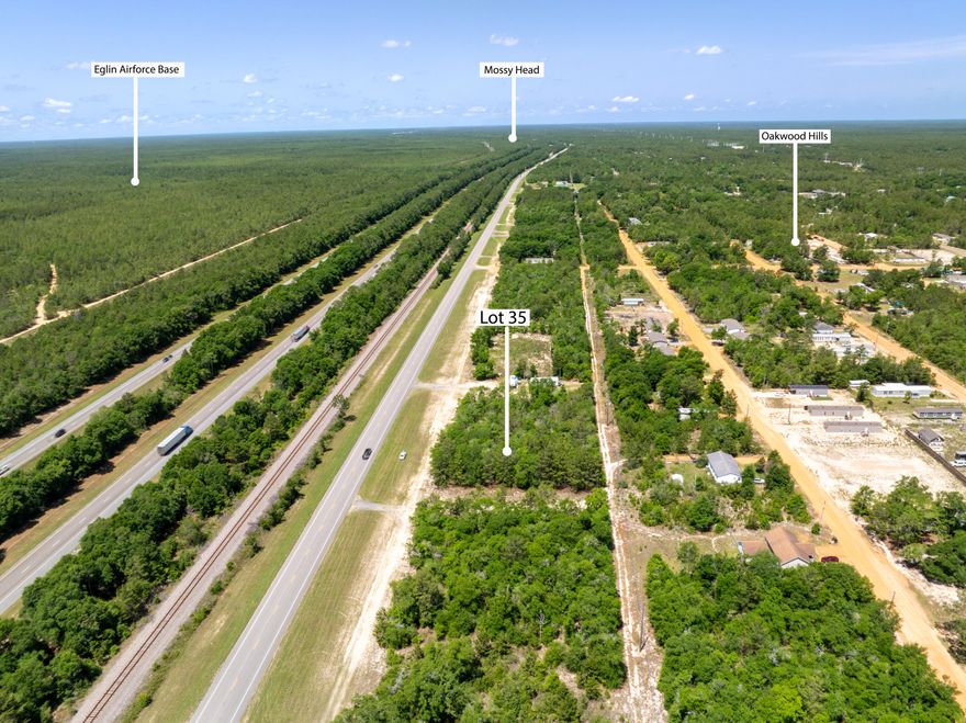 Located directly on US Hwy 90 between DeFuniak Springs and Crestview close to Mossy, this beautifully  wood lot approx .46 acres. Mobile homes allowed. No HOA. Minimal Restrictions. There are no existing utilities. Well/Power/Septic required. Power is at the roadside. Zoining Rural Low DensityThe property is Flood Zone X. Per the Walton GIS mapping, the property does not appear to have wetlands. Easy access to the I-10 & CR 285 south making it a great location for work no matter what direction you need to go! You will be approx. 30-45 mins to most workplaces as well as the beautiful white sandy beaches of Florida famous Emerald Gulf Coast and Crab Island. Information contained within this listing is deemed to be accurate but is not guaranteed. All dimensions shown are approximate.