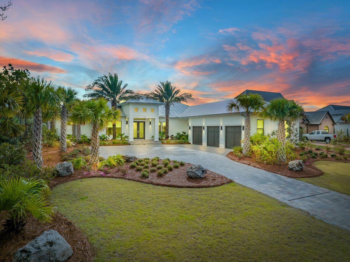 Ideal for avid boaters and those with an appreciation for clean lines and modern style, this recently constructed Driftwood Estates home presides over 100 feet of waterfront on deepwater Buck Bayou in Santa Rosa Beach. Expansive water views extend from the open living spaces and owner's suite onto an outdoor lanai with linear gas fireplace and summer kitchen overlooking the heated pool, private putting green and dock. For endless bird watching, an osprey nest completes the long list of incredible outdoor amenities. A 42-ft. covered slip with lift capable of accommodating up to a 50-ft. boat is joined by a floating jet ski launch. The protected waterfront location is only minutes from open water on Choctawhatchee Bay.