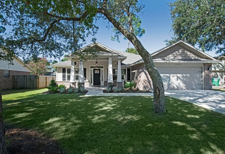 This is an all brick 5 Bedroom, 3 full Baths, 2236 square foot home in Paradise Bay. This split floor plan home features a spacious great room, formal dining room and a large kitchen with granite counter tops, stainless appliances, smooth top stove, and a built-in microwave and dishwasher. The home has tile floors in the Great room, all wet areas, hardwood floors in the formal dining room and carpeting all bedrooms. The Master Suite features: a large tiled shower, jetted garden tub, double granite vanity, tile floors and a large walk-in closet. There is a 11x17 covered porch on the back of this home. Landscaping: fully-sodded, in-ground sprinkler system with well.