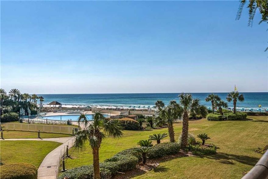 BEST VALUE in the highly sought after EDGEWATER RESORT Gulf front condominimums! 3rd floor unit #307. One Owner! Nice Rental History!! Gorgeous European inspired curved building provides breathtaking views of the gulf, pool and tropical landscaping. Nothing in Miramar Beach or Sandestin rivals EDGEWATER and its' desired location on the west end of Miramar Beach. Tucked away in a private & secure oasis with underground covered parking. Designed for full time or part time residency or a rental investment.This is the largest 2 bedroom unit available and the guest room boasts 2 queen beds so would accommodate 8 people as a rental. Beautifully decorated with some new furnishings, all tile w/carpeted bedrooms, hard surface countertops, and a large covered balcony overlooking the gulf.