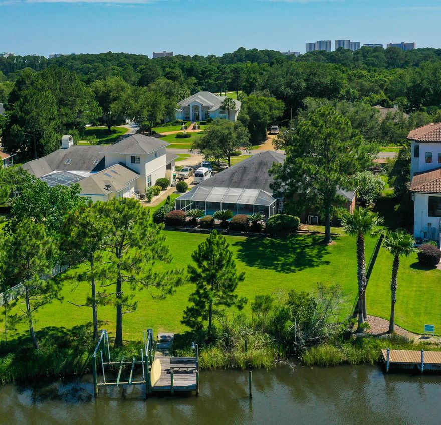 Waterfront One Level Brick 2971 Sqft Indian Bayou Home. Split Floorplan, Enclosed Pool, Huge Yard, Boat Lift, Wood Burning Fireplace. Open Layout, Formal Dining RoomThe Master Is Very Large With A 10x10 Sitting Room, And A 13x7 Walk In Closet. This Home Has Been Very Well Maintained, But Does Need Some Updates. Excellent Neighborhood