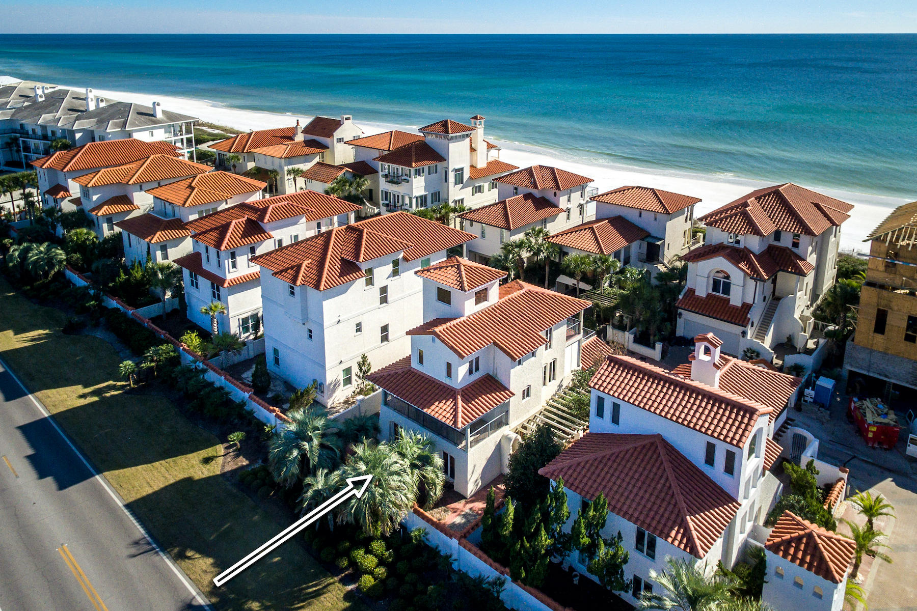 Gulf Views!! Impressive & Quality Built Home, 4BR/3.5BA plus LOFT -Private & Gated Gulf Front community on Hwy 30A! A Luxurious Beach Front neighborhood w/1,000 ft. of BEACH frontage! Upscale design features include: travertine & hardwood floors, spacious balconies w/ gulf views, stainless VIKING appliances, gas cook top, wine refrigerator, ice maker, granite counters in kitchen & all baths, dual vanities, floating glass doors on showers, a 2 CAR GARAGE & pergola over the entrance, back lawn with paver patio & private shower, terra cotta tile roof, cypress beams. VIZCAYA has a large heated community pool & an entertainment area; PRIVATE beach walk overs & cobblestone streets. Property is LEASED - one year lease;  Buyer must honor lease and terms until 5/31/2021.