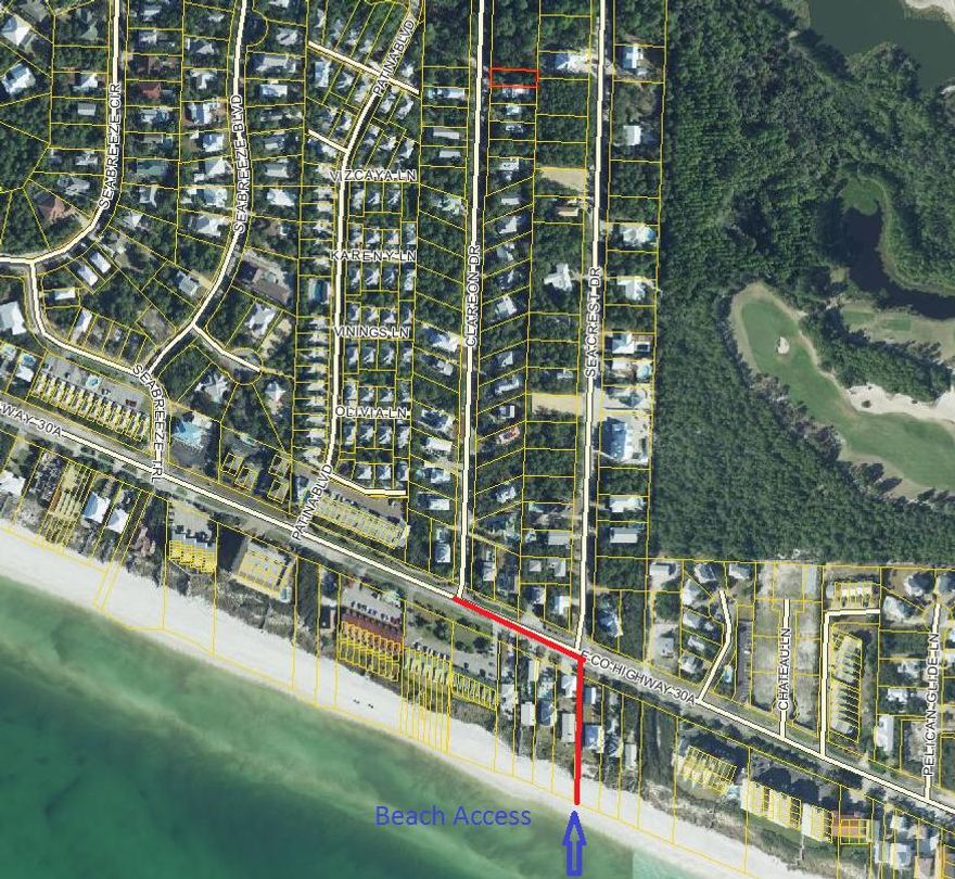 Great building lot with easy beach access. Very quiet neighborhood located off Hwy 30A in Camp Creek/Seacrest area. Beach access across Hwy 30A at end of street. One of owners is licensed real estate company.