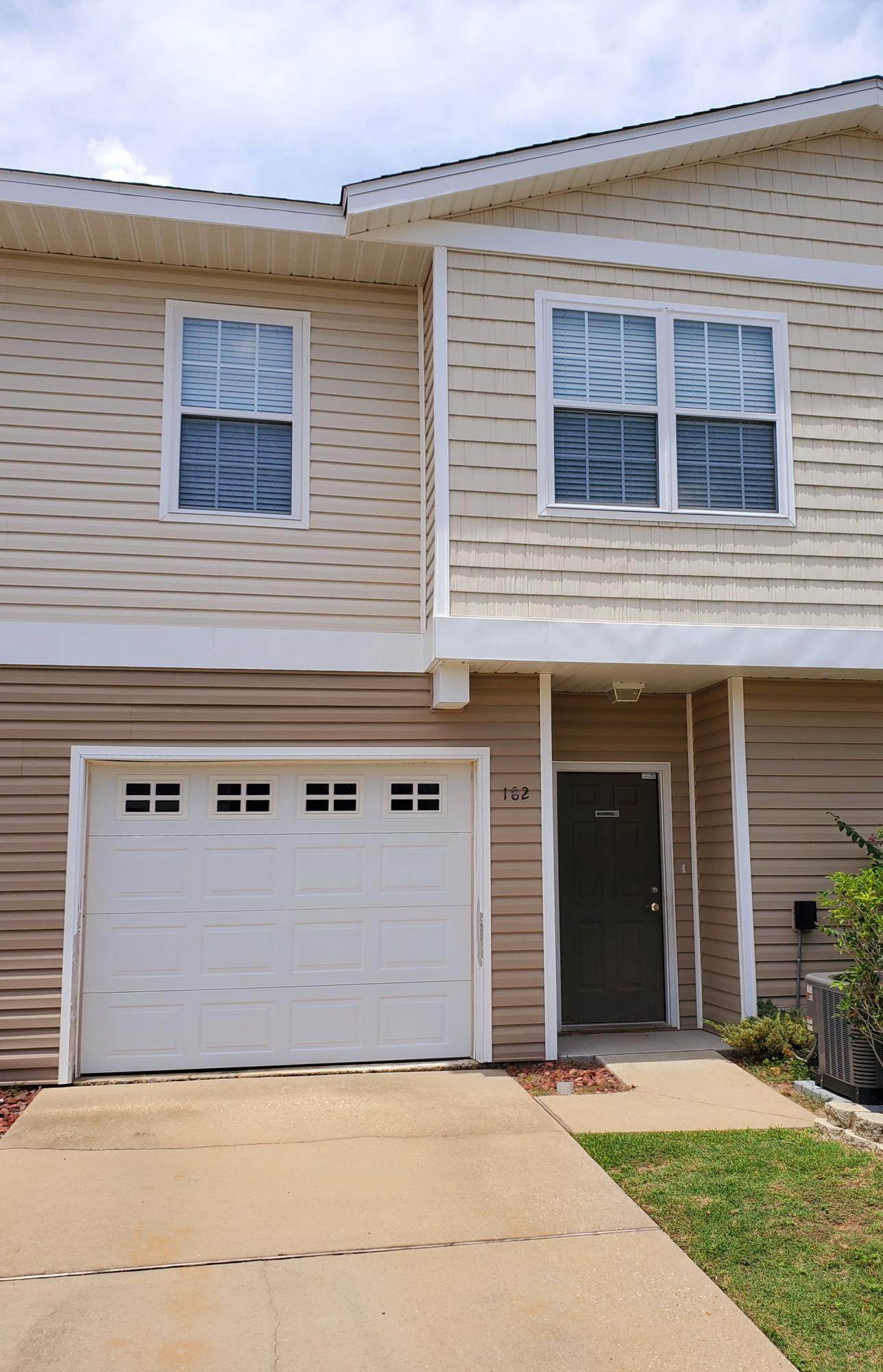 Well-maintained and priced to sell, this lovely Townhome is centrally located in southeast Crestview near schools, hospital/clinic, shopping and about 20 minutes to Military Bases. This home has three newly-carpeted bedrooms (all located on upper level) and 2.5 tile-floored bathrooms. The Master Bedroom has a large walk-in closet. The kitchen has titled floors with great storage space along with a spacious pantry area. The back patio area is a covered space great for entertaining/grilling with a privacy fence on both left and right sides. New AC unit in 2017. This is a perfect starter home or investment property! HOA dues include lawn care maintenance, yearly power-washing of building and homeowners exterior insurance coverage.