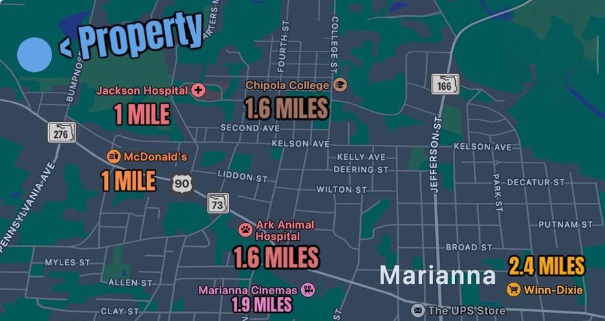 This property is a 15-acre parcel located in Marianna, Florida, a town known as ''the city of southern charm.''It is situated on the northwest corner of the historical street where Highway 73 merges into Highway 90.The property is described as high and dry, with brand new paved roads on two of its three sides.It offers a nice, quiet, and secluded environment while being less than 1 MILE  from downtown.The property features a lot of bamboo, and the bamboo shoots are mentioned as being organic food that comes out every spring.Approximately one acre around the midpoint has been cleared.There are 6 electricity posts circling the property, making electricity easily accessible,