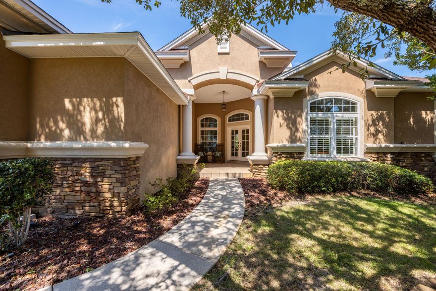 Calling All Energy-Saving Enthusiasts!Welcome to 4630 Soundside Dr., Gulf Breeze FL, where coastal elegance meets smart living.Set on nearly an acre (.81 acres) of beautifully landscaped grounds, this 4-bedroom, 3-bath home with  3,062 sq ft combines everyday comfort with features designed to save you money. With solar panels powering your lifestyle, you'll love seeing the difference on your monthly bill. Inside, soaring vaulted ceilings, plantation blinds, bull-nose corners, and a mix of LVP, Travertine tiles, and hardwood floors create a polished, inviting atmosphere. The private office with double doors and closet offers the perfect work-from-home setup, while the gas fireplace (connected to city gas) brings cozy charm year-round.

The kitchen is well-appointed with modern appliances - refrigerator (2017), microwave (2021), dishwasher (2023) and the washer/dryer are included, making move-in effortless.

The Primary Suite is a retreat of its own, complete with his & hers closets and spa-like privacy. Guests will enjoy their own generous spaces, including a room with a walk-in closet.

Step outside to your personal paradise: a saltwater pool resurfaced in 2025, surrounded by lush tropical landscaping, outdoor showers, and ample space to entertain. The pool heater (2020) and pump (2023) keep everything running smoothly, and all equipment conveys.

Storage is no issue with the three-car garage featuring a new (2022) garage door, second fridge, and built-in shelving. With a 2023 A/C, a high-efficiency water heater (2014), and a brand-new roof before closing, this home offers peace of mindplus, a home warranty still in effect for 1.5-2 years.

No HOA

Nearby water access - paddleboards, kayaks, and sunset strolls are waiting
Three-panel sliding doors opening to your outdoor retreat.

If you're looking for a stylish, spacious, and energy-efficient home that makes Florida living effortless...4630 Soundside Drive checks every box.

Don't wait!! Call today to schedule your showing before this one-of-a-kind property is gone!