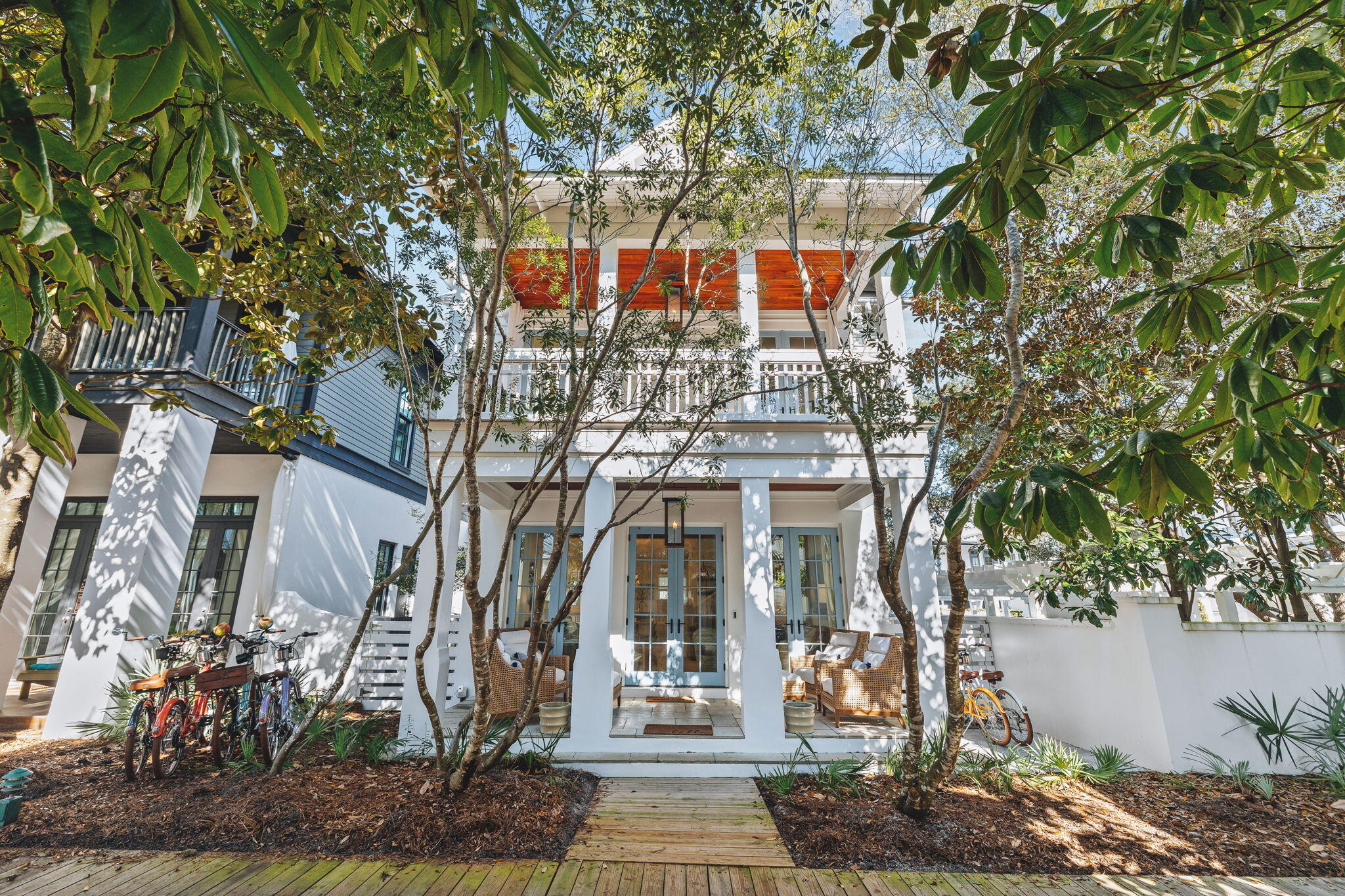 Nestled in a peaceful cul-de-sac, this beautiful home in Rosemary Beach offers the perfect blend of privacy and coastal charm. Just a 5-minute walk along a scenic wooden boardwalk will take you to the stunning turquoise waters of the Gulf. Recently professionally decorated and meticulously maintained, this home isn't currently a vacation rental, though rental projections can be provided.Step inside to find a newly renovated kitchen featuring a spacious island, custom cabinets, premium appliances, quartzite countertops, a large pantry, and a separate coffee and beverage bar. The kitchen opens up to a bright, airy dining and living space, where fresh whites and coastal neutrals, and stunning light fixtures, create an inviting atmosphere. With plenty of windows and French doors, natural light flows effortlessly throughout the home, connecting the indoor spaces with the outdoor areas.

From the living room, step out onto the beautifully furnished front porch, a perfect spot for unwinding or enjoying a good book. The first floor also includes a full bathroom with a unique walk-in shower, accessible from the outsideideal for rinsing off after a swim in the pool or a day at the beach. The private courtyard features a pool surrounded by tall stucco walls, creating a secluded, peaceful oasis.

Upstairs, the primary bedroom is a spacious retreat with access to a private balcony and an elegant ensuite bathroom. Relax in the freestanding soaking tub or enjoy the large walk-in shower, double vanities, and generous closet space. Down the hall, two chic guest rooms each have their own balcony access, and an additional bathroom with a walk-in shower is nearby.

On the third floor, there's another inviting guest room with a king bed, a kids' retreat featuring four built-in twin beds with individual TVs and lighting, and a fourth bathroom with a tub/shower combo.

With Rosemary Beach's world-class amenities just a short stroll away, you're just a few minutes from the racquet club, fitness center, Owner's pool and pavilion, community pools, and the charming town center with boutique shops and delicious dining options.

This 5-bedroom, 4-bathroom home is the ideal spot for family and friends to gather and experience the best of 30A beach living.  All information contained in this listing is deemed to be correct, please verify anything that is important to you. Professional photos coming soon