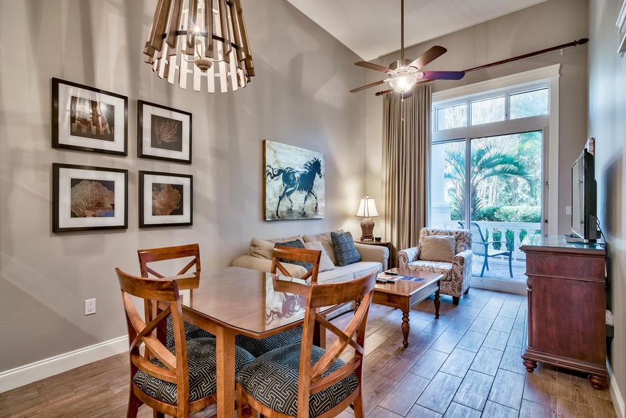 Very convenient first floor just off the main lobby (no elevator) easy access to the Bally hoo Bar and fitness room. Adjacent to the Conference Center and a short distance to the Baytowne Wharf Village and all of its amenities. As an introduction to the Sandestin lifestyle, we invite our new owners to explore amenities that make Sandestin special. The listing brokerage and seller(s) are presenting the buyer(s) of this property with (2) 90-minute rounds of Tennis court time, a golf foursome at one of our three championship courses, a round of golf for up to four (4) players and an invitation to ''Club Night'' at the unrivaled Burnt Pine Golf Club.