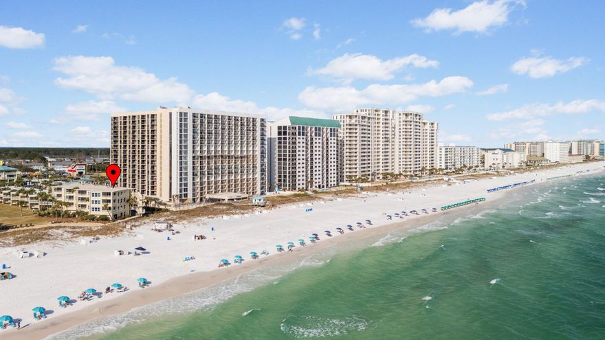 Closest Building to the beach! Direct views of the emerald green water! OVER $30,500 in RENTALS for 2025 are already on the books and filling up fast, making this an incredible opportunity for a vacation rental investment. This beautiful, turn-key vacation rental property at Silver Dunes Unit 1200C is a must-see! Located in the last building right next to the beach, this unit offers stunning, unobstructed beach views of those sandy white beaches and emerald green water that Destin is famous for. The living room features large windows that showcase the incredible views, and the private balcony provides the perfect spot to enjoy sunsets and relax. This property is all about location and views, with a coastal design with granite countertops, wood floors in the bedrooms, and recently new sliding glass door and windows. The hot water heater was replaced in 2021, and the HVAC system was updated in 2020. Additionally, there's a private storage unit on the parking level for your convenience. Silver Dunes is a gated, low-density, Gulf-front resort with 343 feet of private deeded beach in the heart of Destin. The amenities are plentiful, including a large beachside pool (heated in winter), gated private entry, pickleball, tennis courts, basketball, a game room, a fitness room, and a lush grass courtyard with BBQ grills, and a storage locker close to the beach. Conveniently located near The Track and Big Kahuna's for entertainment, as well as popular restaurants and The Harbor-home to deep-sea fishing, a hallmark of Destin-this property offers the perfect blend of relaxation and adventure.  Call to schedule your appointment to see this property today! 