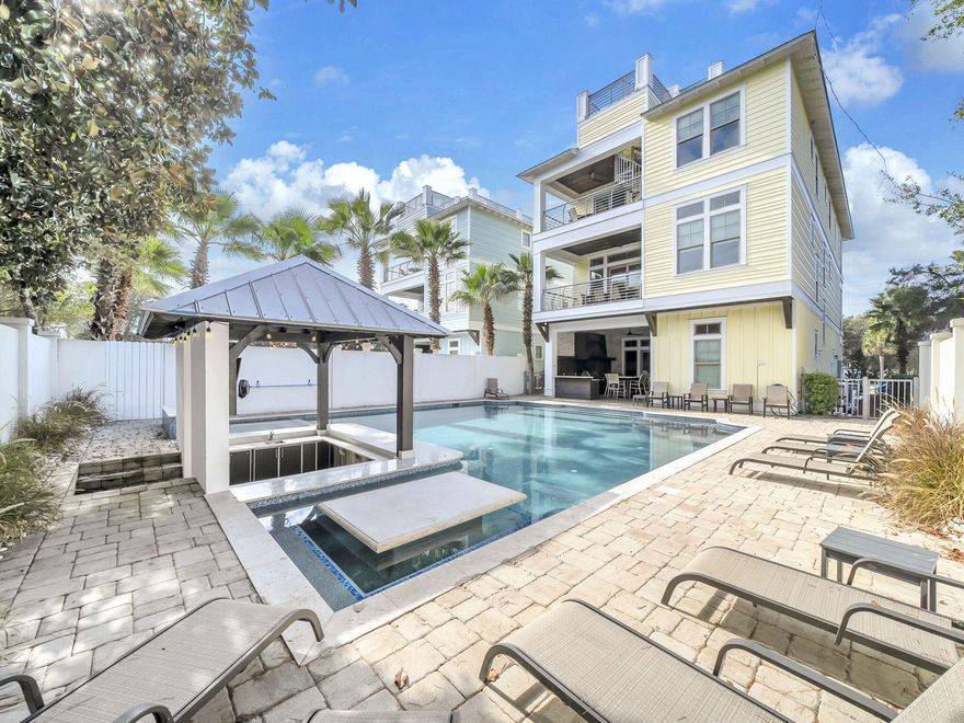 71 Dolphin Street is a truly unprecedented luxury beach home in the highly sought-after Crystal Beach area of Destin. This stunning three-story residence blends contemporary coastal design with premium amenities and exceptional versatility, making it perfect as a private estate, second home, or investment property with proven rental performance. The crown jewel is a 60,000-gallon private pool and spa, complete with a sunken swim-up bar, outdoor summer kitchen, and entertainment areas, creating an exceptional resort feel right in your backyard.With eight bedrooms and eight-and-a-half bathrooms thoughtfully placed throughout the 5,889 square feet, friends and family will find plenty of room to get comfortable. Enjoy the expansive open floor plan, ideal for entertaining,including a sleek chef's kitchen with high-end appliances, custom cabinetry, and a large center island. Multiple living and lounge areas, including a game room with a wet bar, are perfect for gatherings or relaxation. Another great feature is the elevator, allowing you to skip the stairs.
Forget the long treks to the shorethis home is located just steps from the Gulf of Mexico. Where Dolphin Street terminates, you will find a brand-new beach access located approximately 175 yards from your doorstep. Enjoy the convenience of morning walks on the sugar-white sands and sunset views over the turquoise waters with incredible ease.