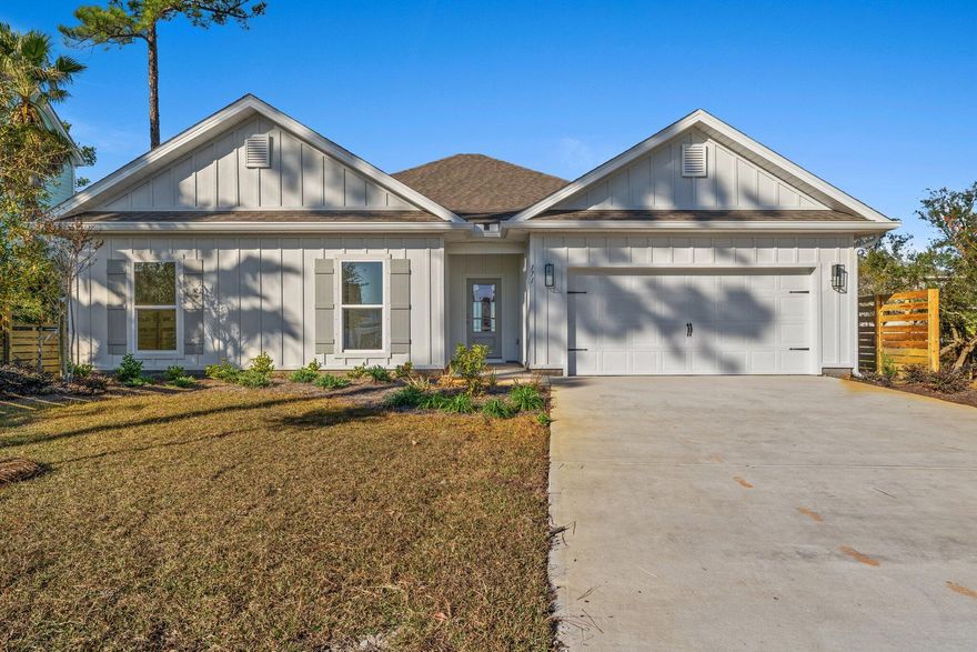 This is the Victoria floorplan with bay views! 
Just off the foyer, there is a hallway that leads to three bedrooms that feature plush carpet, a hall bath and laundry room. The living room is the central point of this floor plan and is open to a large eat-in kitchen with granite countertops and an under-mount stainless steel sink in the center island and a walk-in pantry. Appliances include a smooth top range, dishwasher and microwave. Just off the living room you will find Bedroom 1 with carpet and windows overlooking the back yard. The main bath has a dual sink vanity with granite countertops, tiled shower with glass door, a large soak tub, and a walk-in closet. Upgraded Landscaping and a fence was installed. This home comes standard with a Smart Home Technology package which includes a KwikSet keyless entry, Skybell doorbell, automated front porch lighting, an Echo Dot device, and Quolsys touch panel which can be integrated to control your lighting, thermostat, front door and so much more.

This home is being constructed with the Zip Sheathing system, providing greater protection than a traditional housewrap from damages due to wind, rain, and extreme weather. A builder 10-year structural warranty is also included.

Pictures may be of similar, but not necessarily of subject property, including exterior and interior colors.