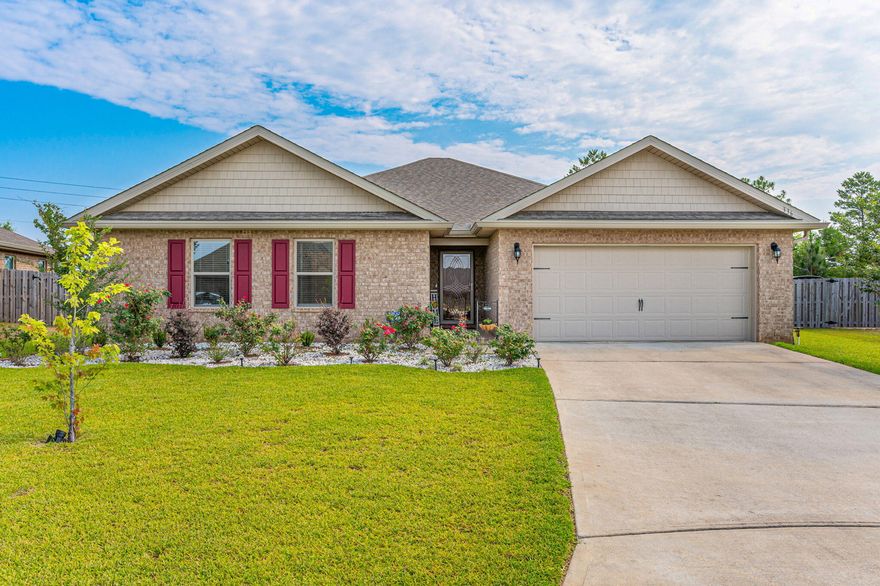 Located in the beautiful neighborhood of Redstone Commons, this diligently kept home is ready for new owners! The sizable front and back yards are perfect for entertaining and enjoying the beautiful summers. Enjoy an open floor plan with the kitchen, living area, and dining area all combined into one great room. The kitchen features a breakfast bar/island, stainless appliances, a large pantry, and dark cabinets that contrast the light countertops. The master bathroom features a double vanity and a standing shower. A new sprinkler system and gutters with underground drainage installed in 2021. New carpet was installed in all bedrooms in early 2022. The community features a pool, playground, and dog park. A bonus feature in the backyard is that there is a gate in the back of the  yard that provides easy access to the schools.