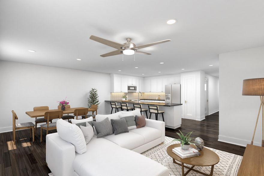 New Construction & Ready to Move In! Builder is giving $10,000 ANYWAY MONEY which makes this a $0 move in if used towards closing costs! Use this money towards an Interest Rate Buy Down, closing costs, and/or washer & dryer!  INTERIOR UNIT in an 8-unit building.  Luxury Vinyl Plank in living areas & baths. Carpet on stairs & in bedrooms. As you enter, stairs lead  to 4 bedrooms, full guest bath, on-suite bath for primary & upstairs convenient laundry room. Downstairs hallway leads to ½ bath, kitchen w/ breakfast peninsula & Upgraded Stainless Appliances such as side by side refrigerator, Self-Cleaning Convection Stove w/ Air Fry, built-in microwave/range hood & dishwasher. Kitchen opens to the living & dining room. Back door leads to privately fenced backyard with a gate on either side