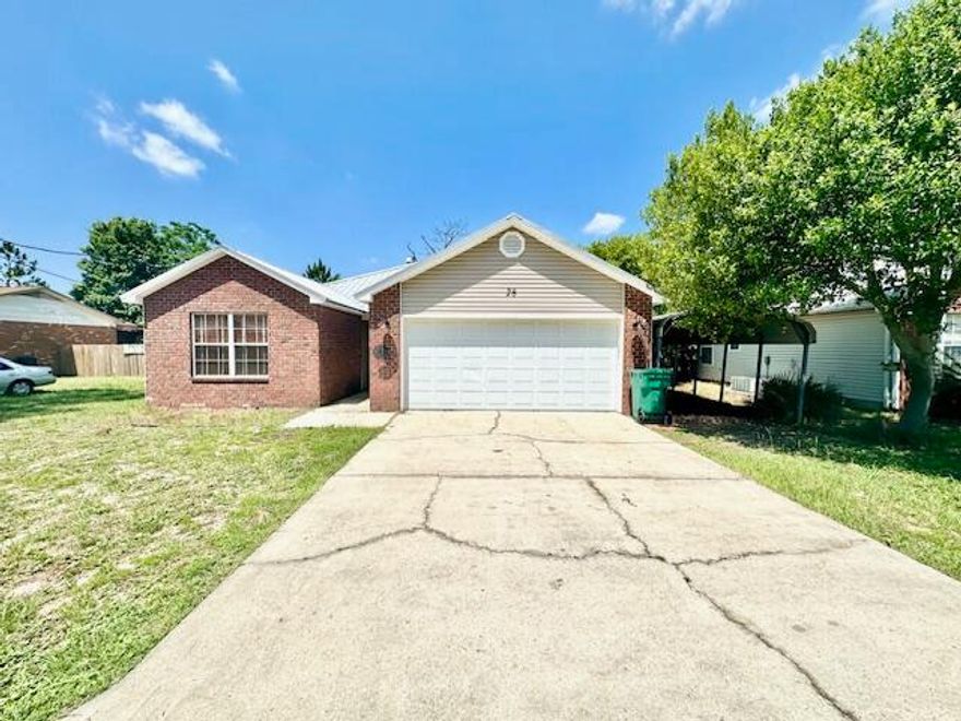 AVAIL: 5/12. Sec Dep = $1,950 - can be broken in 2 monthly installments if qualified. Nice rental conveniently located off Hwy 98 and just minutes to Hurlburt Field AFB. Newer paint and LVP flooring throughout! Home towards the end of a private dead end street. This home has many upgraded features such as decorative lighting, large bedrooms, trayed ceilings, new ceiling fans, fireplace and so much more. Large, bright kitchen includes a breakfast bar, pantry, micro hood and refrigerator w/ ice and water in door. Large master suite w/ walk in closet, double vanity sinks, separate shower plus a tub/shower combo. Split bedroom plan for extra privacy. Garage features the W/D hookups, auto garage door opener, shelving and pull down stairs for extra storage. Outside you have a covered patio and privacy fenced backyard great for relaxing/entertaining. There is also a separate metal carport for extra parking or boat parking. No pets or smoking allowed.