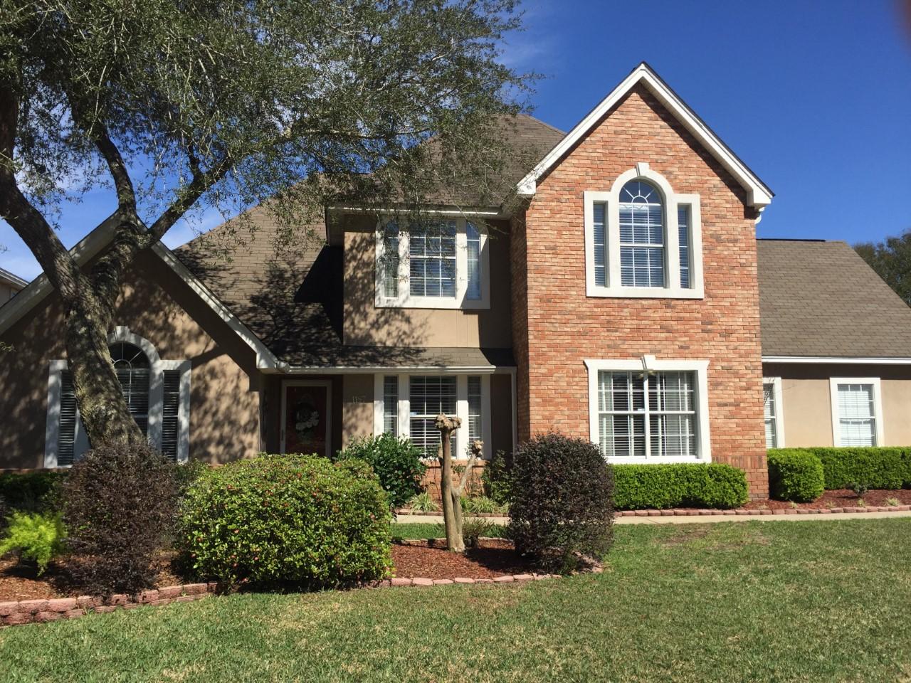 New roof completed! Gorgeous Home built by Jimmie Henderson in highly desirable North Ridge Creek Subdivision! Great location, centrally located between bases. No Backyard maintenance! Features built-in cabinetry and gas fireplace, pecan plank engineered hardwood throughout living and dining areas. Spacious tiled kitchen includes island and breakfast nook. Central Vacuum cleaner! Huge master bedroom and master bath with double vanity and cultured marble. Separate shower & garden tub with walk-in closet. Hurricane rated garage door. New AC Unit! Washer, dryer and refrigerator in kitchen will stay. Other items negotiable. Home is wired for alarm system. Buyer to verify all dimensions. Thank you for showi