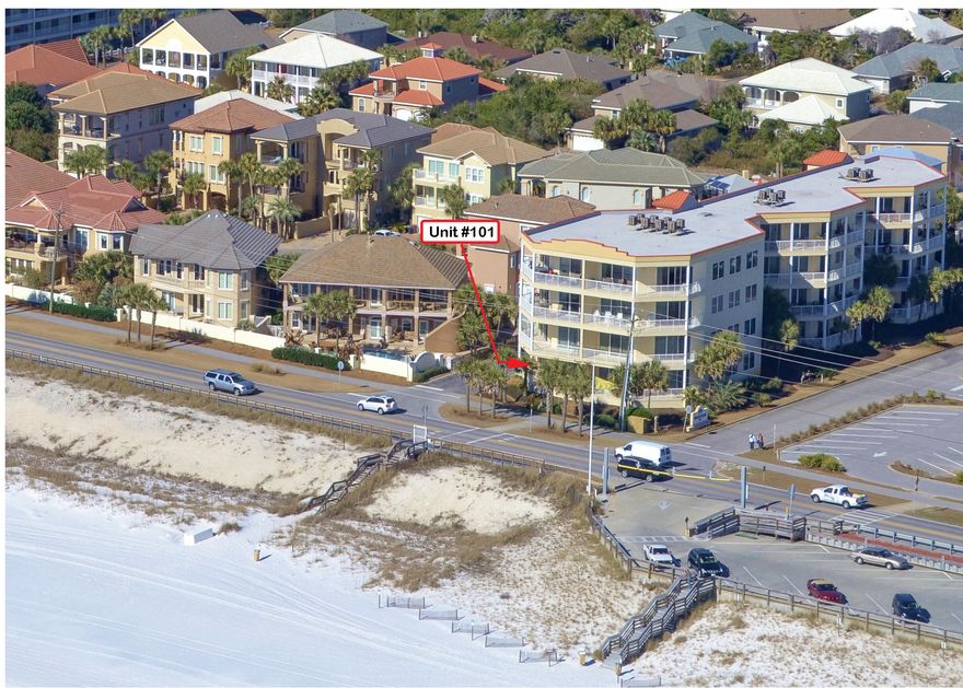 The large 1,932 floorplan combined with approx. 100 ft. deeded Gulf front shared with only 15 other owners makes this a rare opportunity. This unit has 10-foot ceilings throughout. The central open area includes living & dining area, kitchen with breakfast bar seating, and a bonus area. There are two private bed/bath suites and a third bedroom with adjacent bath. The master bedroom has Gulf view, direct patio access, and walk-in closet. The master bath offers dual sinks, shower, and garden tub. Guests' baths have single sinks and tub/shower combos. Other handy spaces include pantry, beach closet, and laundry. Recent $52K owner upgrades include REME Halo in-duct air purifier, tile, and sliding-glass doors. Owner pets and vacations rentals are allowed.