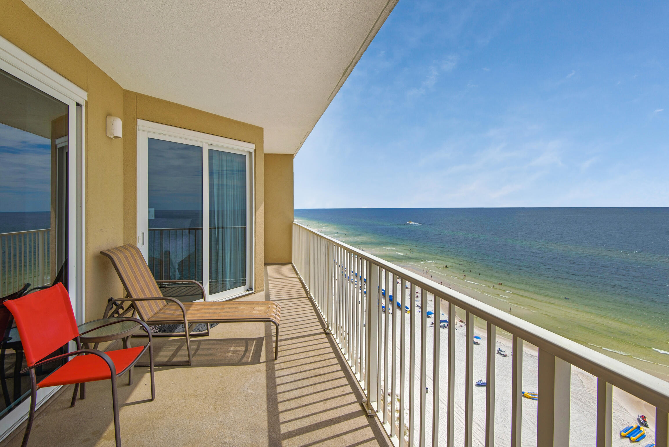 Welcome to your beach vacation dream! Gulf Front and Remodeled! There is NOT another unit like this on the market boasting spectacular views of the Gulf of Mexico from the comfort of your living room. From the Oversized private balcony to the fully loaded Chef Kitchen - your friends, family and guests will continue to return year after year. The showstopping kitchen showcases Granite counter tops, Stainless steel appliances, + so much more! You'll enjoy countless hours of lounging away in the comfort of your master bedroom that features an ensuite w/ bubbly jetted-bath tub and steamy hot walk-in glass shower. Grandview East is a low density complex that allows you to enjoy multiple pools, Heated Gulf-front pool, Fitness Room, covered parking & private beach access.
