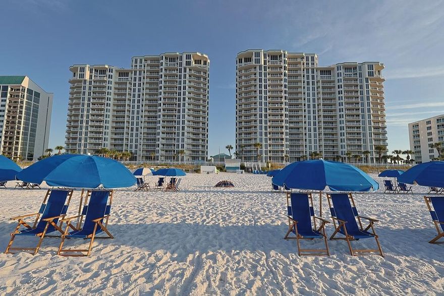 Experience breathtaking Gulf views from this 18th-floor residence in Silver Beach Towers West. Located just one level below the penthouse, this 2-bedroom 2-bath condo features ceilings two feet higher than lower floors. Travertine flooring runs throughout, and both bedrooms plus the living area open to the balcony. The kitchen offers granite counters, stainless appliances and a breakfast bar. The primary suite includes a jetted tub, separate shower and walk-in closet. The guest suite has a private bath. Parking space #106 in the gated garage and storage room #91 are included. Silver Beach Towers offers 600+ feet of beachfront, two Gulf-side pools, hot tubs, tennis courts and grilling area. Central location near shopping, dining and the Destin airport. Schedule your private showing today!