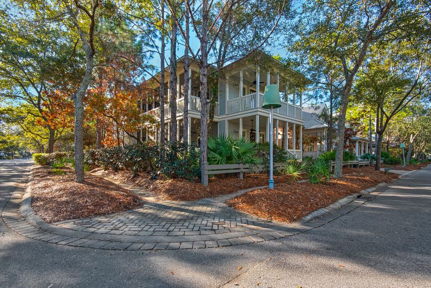 Set on a corner lot in Watercolor's Camp District, this recently renovated 4 bedroom, 4 bath home with a 1 bedroom/1 bath carriage house is the perfect spot to enjoy life along 30A.   Just steps away from the beautiful and expanded Camp Watercolor, your family can spend your afternoon floating in the lazy river, swimming in the pools or eating lunch at the canteen bar.   The bright & well appointed home features an open concept floor plan, a newly renovated kitchen with large center island to gather and entertain, wide plank walnut floors, beautiful appointed furniture,  modern dining globe chandelier, and many other upgrades.  Screened porches that run the length of the house on both floors provide lots of indoor/outdoor living space for everyone to relax.The beauty, simplicity and ease