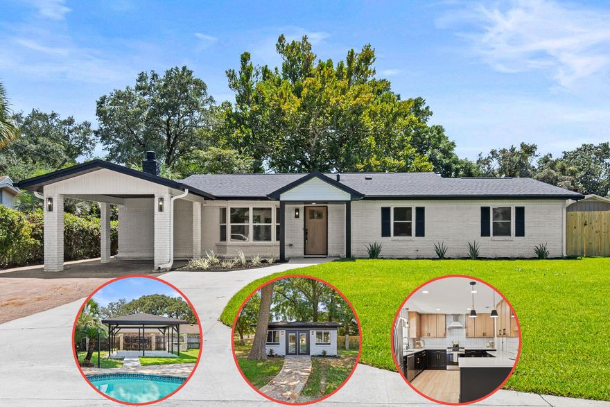 ACCEPTING BACKUP OFFERS. Luxury living meets prime location at this gorgeous, completely renovated home. The main home embraces elegance and beauty with high end finishes throughout its 2350 sq.ft. All new everything from wiring to floors to roof and everything in between-nothing was overlooked! The kitchen is major wow factor with dark blonde and black cabinets, white quartz and brushed gold accents. As you stand at the kitchen sink you can soak in the beauty of the fenced in backyard featuring a covered patio and pool. A butler's pantry with a wine fridge elevates this home and makes entertaining a breeze! The main living room is big and perfect for hosting during the holidays coming up! Hang the stockings on the mantle of the sleek gas fireplace. Master suite has not one but two closets, a double vanity, and a tile shower made to impress! No hangout space is complete without a pool house and this home has one! This separate dwelling unit (250sq.ft) offers a great mother-in-law suite, man cave, or hangout spot for the kids. Pool house has a full kitchen AND full bath plus living room/bedroom.Make this luxurious oasis your home sweet home. 