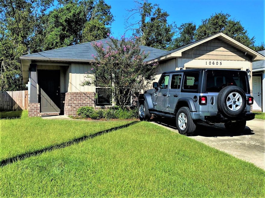 Location, Location, Location!!! Why rent when you can own. Great starter home with 3BR/2BA split floor plan. The great room is large and open to the kitchen and dining area. The kitchen has granite counters, stainless appliances, and a pantry. The primary suite has a shower/soaker tub combo, window in the bathroom, and an extra large walk-in closet. The second and third bedrooms share a hall bath with shower/tub combo. Indoor laundry area. Beautiful wood look flooring in most areas except bedrooms are carpeted. There is a roomy 1-car garage and parking for 4 cars was added. Fenced in yard with cement patio. Buyer to verify all information deemed important.