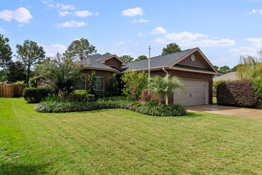 NEW ROOF, NEW AC SYSTEM AND MANY MORE UPDATES HAVE BEEN COMPLETED ON THIS IMMACULATE 4 BEDROOM HOME!Welcome to your dream home!  Located in the highly sought after Driftwood Estates, this charming all brick and beautifully maintained single-family home with new roof and A/C in 2023, boasts 4 spacious bedrooms and 2 modern bathrooms, offering both comfort and style.  As you enter the home you are greeted with an open-concept living area with abundant natural light, perfect for entertaining or relaxing. The Gourmet Kitchen features gleaming granite countertops, stainless steel appliances with new microwave and new fridge in 2021, and ample cabinet space with plenty of storage. Retreat to the master bedroom, where you will find a lovely trey ceiling and an ensuite bath complete with a double vanity, separate shower, soaking tub and walk in closet. Additional updates include Irrigation Pump (2021) and Water Heater (2020). This home also features an Indoor/Outdoor Oasis, step outside to your fully screened and covered lanai to enjoy your morning coffee or enjoy a glass of wine while watching the sunset.  The private backyard and spacious open patio are ideal for entertaining family and friends.  There is also a 7X7 storage shed for tools or outdoor equipment.  The Driftwood Estates Community is a sought after neighborhood situated minutes from the Beaches of South Walton and 30A. Community features include a well maintained Community Pool, ponds, sidewalks, street lights, parks and beautifully landscaped common areas. Driftwood is positioned minutes from Sacred Heart Hospital, Top-Rated Schools, shopping, dining for all occasions, entertainment, Sandestin Golf and Beach Resort and Grand Boulevard.  Don't miss the opportunity to make this exceptional property your new home. Contact us today to schedule a private showing! 