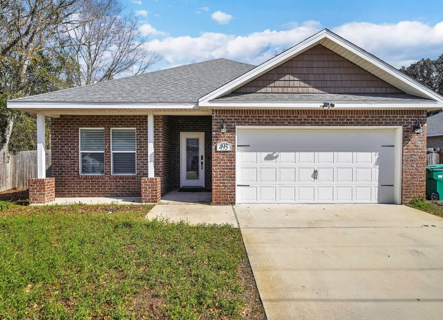 MOVE-IN SPECIAL!! $100 off 1st month's rent if rented by 8/1/24. Nestled in the heart of the beautiful Emerald Coast. This 2018 all-brick home offers low maintenance living and a prime location just minutes from Hurlburt Field Air Force Base, providing convenience for military personnel and their families. But the perks don't stop there - with this ideal location, you have the luxury of choosing between the vibrant boardwalk activities of Okaloosa Island in Fort Walton Beach or the serene shores of Navarre Beach. Whether you're seeking excitement or relaxation, this home truly offers the best of both worlds. NO smoking. 600 minimum FICO credit score required in addition to meeting rental criteria. Pets allowed upon approval with a non-refundable pet fee and with a Petscreening.com report