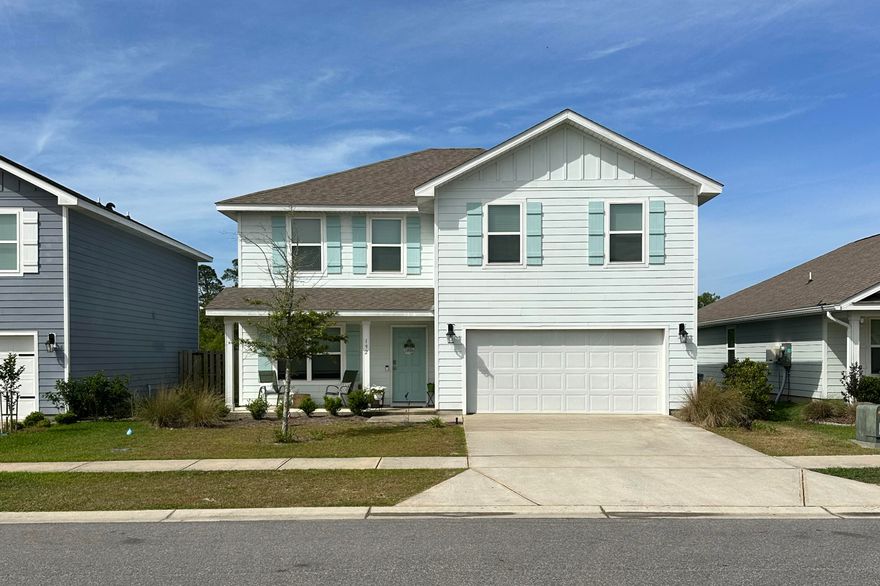 VA assumable mortgage available for qualified buyers!!! Welcome to Mill Cottages in Hammock Bay! This two-story Galen plan home, built in 2021, offers 4 bedrooms, 2.5 baths, a two-car garage, and a versatile bonus room on the main level. Standard features include stainless steel appliances, shaker-style cabinetry, vinyl flooring in common areas, plush bedroom carpeting, laminate countertops, and modern plumbing and lighting fixtures. The spacious master suite includes a walk-in closet, soaking tub, shower, and double vanity sinks. French doors lead to a covered patio overlooking the private backyard with preserve views. Hammock Bay amenities include three pools, bike trails, playgrounds, pickleball courts, a disc golf course, and the General Store. Enjoy community events on the Green, farmers' markets, holiday celebrations, and more!