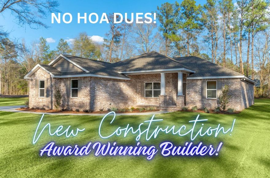 Brand New Construction! Award Winning Builder! NO HOA! LARGE FLAT LOT! This all brick QUALITY built home is available now and ready to impress. The added touches , trim work, and quality finishes let you know right away this isn't a mass produced cookie cutter home. The open concept floor plan has a great flow and really maximizes space. There is no carpet in the home, LVP flooring and tile throughout.The kitchen features an island with farmhouse sink, cabinet bases with soft close full extension drawer bases and beautiful wood cabinetry. Some of the Upgraded features include cabinetry in the laundry room, board and batten wall trim in the master bedroom and entryway, upgraded lighting and recessed lighting throughout, maniblock water isolation system, irrigation system, extra driveway