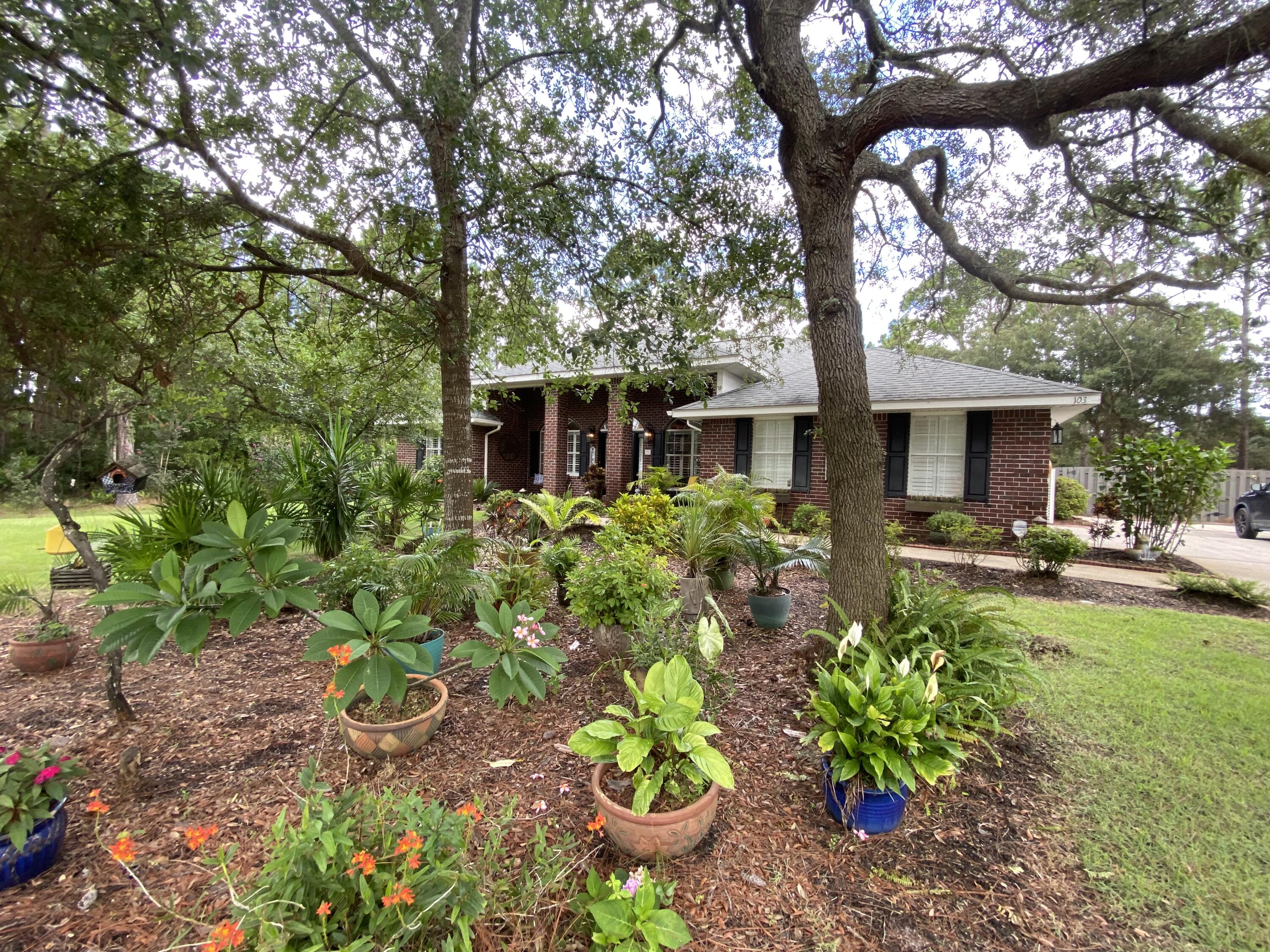 BACK ON THE MARKET with a price improvement. Located on luxury home lined Buck Road, this meticulously maintained home is a MUST SEE. Landscape designed to perfection, this classic red brick home sits on an oversized lot of just over half an acre. Steps from beautiful Mack Bayou and centrally located in Santa Rosa Beach, this home is five minutes to EVERYTHING. Five minutes to the beach, shopping, dining, hospital , grocery, brunch, A+ schools....everything. Local zoning dictates the lot to the west of 103 Buck Drive cannot be developed - adding privacy to the long list of reasons this is the home for you!