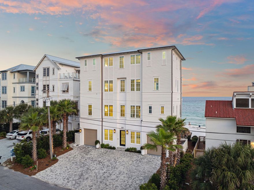 Steps from the white sand beaches of Inlet Beach, this newly built coastal retreat offers luxury, space, and thoughtful design just one block from the Gulf. Spanning four levels and over 4,200 square feet, the home features 6 bedrooms, 6 full baths, 2 half baths, multiple laundry rooms, and an elevator servicing all floors. The open-concept second floor boasts a gourmet kitchen with custom cabinetry, oversized island, walk-in pantry, and premium stainless appliances. Ideal for entertaining, the main living area flows seamlessly to a spacious balcony.The third floor hosts the primary suite with private balcony access, an expansive ensuite with soaking tub, walk-in shower, dual vanities, and custom closet. The top floor offers additional guest suites, a third laundry area, and Gulf views. A private outdoor oasis includes a heated pool, sun shelf, and fenced yard. Offered fully furnished, this home is rental-ready or ideal as a full-time residence. Enjoy easy access to 30A, Rosemary Beach, and nearby dining, shopping, and coastal activities.


