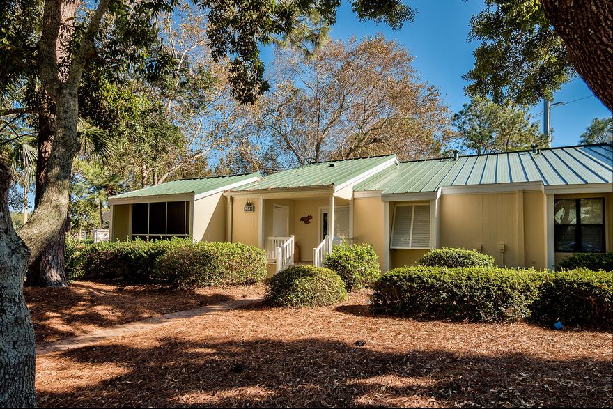 This single level 2 bedroom, 2 Bath property is centrally located near the entrance of Sandestin Golf and Beach Resort, offering easy access to everything Sandestin has to offer. This is an end unit with a wonderful screened porch quietly located at the end of a cul de sac. As an end unit, the home offers lots of light and views throughout. This home has been well maintained and would make a great family home or rental property.