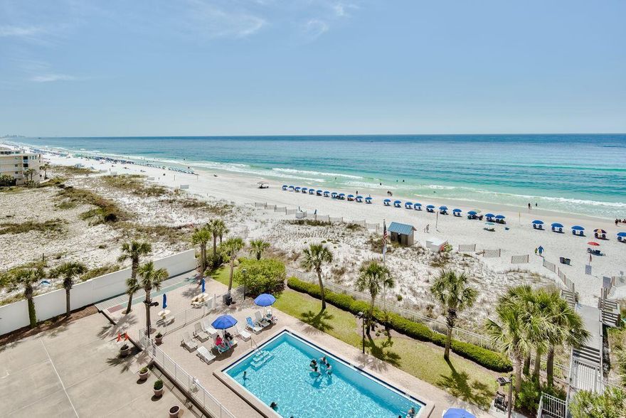 Enjoy sweeping unobstructed views of the Gulf of Mexico at this beachfront condo located at Breakers East in the heart of Destin, Florida. This property is located on the 6th floor, easy access directly off the elevator and features two bedrooms and two full bathrooms, a full kitchen with modern upgrades such as granite countertops and stainless steel appliances, and is generous in size offering plenty of room for entertaining. The living room leads out to the South facing private balcony that overlooks the community pool and the Gulf of Mexico. The spacious master suite is located just off the living area, complete with ample natural light, beautiful flooring and sliding glass doors that open up to the balcony. The master bathroom features a shower and tub combo complimented by granite countertops and a dual vanity. The second bedroom has two full beds and the second full bathroom is located in a common area off the hallway, providing an added convenience for visitors. 

Fantastic resort amenities await you at Breakers East. Dive into the beachfront community pool, or tan on the surrounding sundeck, stocked with large lounge chairs, perfect for an afternoon of some much-needed relaxation. Play a quiet game of shuffleboard on the deck or serve up an afternoon match on the tennis courts. The large picnic area provides the perfect location to grill and dine outside. Breakers East is located in downtown Destin close to world class restaurants and just minutes from the Destin Harbor; full of excursions, shopping, dining and family activities.