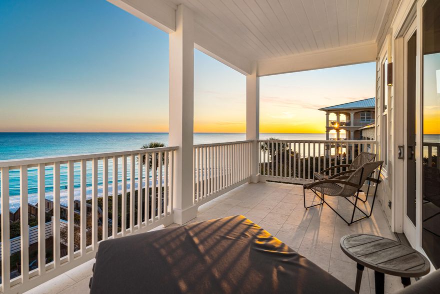 Under contract. Accepting back up offers.The Shellstone Cottage is a gulf front residence outfitted with a private pool, private beach, and is the 30A oasis your family is looking for! This home has been completely renovated from the front doorstep to the roof top. The ground floor welcomes you with Dominican Shellstone flooring that flows effortlessly from the guest en-suite to the den where you enjoy beautiful gulf views.The guest bedroom has a private bath finished with Calcutta Blanc marble walls and premium hardware. Relax and unwind in the den after a full day on the beach or in the spacious private pool. There is a full bath off the den for convenience. Leading to the second floor, you'll be treated to oak flooring and artisan iron stair railing. The gourmet, gulf view kitchen features Viking commercial range, Lieb
built in refrigerator/freezer and design elements like Taj Mahal quartzite countertops, lighting by Visual Comfort and custom white oak cabinetry. The kitchen flows effortlessly into the dining and main living space, which all have incredible views of the gulf. There is a balcony off the living room to enjoy the picturesque sunrises and sunsets. There is an additional guest bedroom on this floor with a full bath finished in Calcutta gold and Calcutta fantasy marble.
The third floor of this home boast incredible gulf views! Starting with the master retreat, you will find soaring vaulted ceilings and a private balcony to enjoy your mornings and evenings. The master bath is designed with Calcutta gold marble floors and walls that create the perfect environment for ultimate relaxation. Enjoy a cozy soaking tub and or an oversized walk-in shower. Another guest bedroom is finished out as a bunkroom with lounging space. There is a private bath again finished in Calcutta gold marble.
You must see this home to grasp the extent of the renovation and quality of finishes that have been incorporated. 