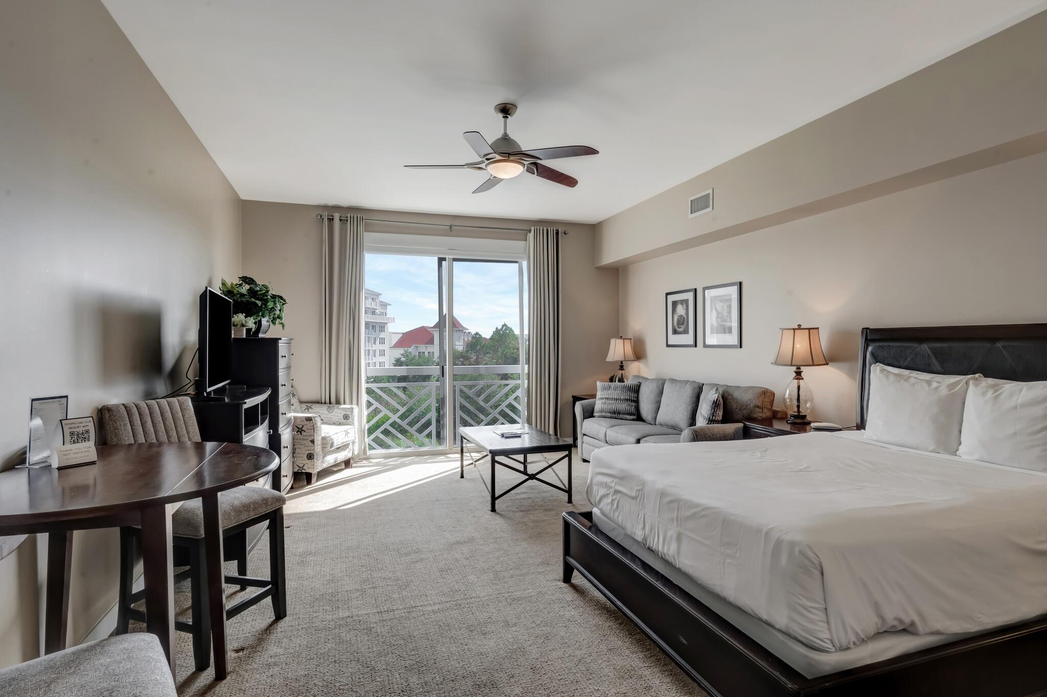 Escape to this spacious Studio located in the desirable Bahia building within the exclusive Gates of Sandestin Golf and Beach Resort. This tranquil studio offers stunning views of the relaxing resort pool, soothing spa, and lush, meticulously maintained grounds. The condo features a convenient breakfast kitchen, perfect for light meals, along with a full bath equipped with a shower/tub combo. The furnishings comfortable feel, creating a cozy retreat for any occasion. Ideal for those seeking a relaxing getaway or an investment opportunity, this condo offers the perfect balance of comfort and convenience in one of Florida's most sought-after resort locations. Bahia residents enjoy exclusive access to a stunning resort-style pool & the private Solstice Club on the Bay, featuring a large grill, outdoor gas fireplace, indoor bar, flat-screen TV, & indoor and outdoor seating. Ideally located adjacent to the conference center & the vibrant Village of Baytowne Wharf, you'll have premier dining, shopping, and entertainment at your fingertips.
Hop on the resort tram to access championship golf, world-class tennis, and the sugar-white sands of the Emerald Coast. Don't miss this exceptional opportunity to own a slice of paradise!
As an introduction to the Sandestin lifestyle, we invite our new owners to explore amenities that make Sandestin special. The listing brokerage and seller(s) are presenting the buyer(s) of this property with (2) 90-minute rounds of Tennis court time, a golf foursome at one of our three championship courses, and a round of golf for up to four (4) players at the unrivaled Burnt Pine Golf Club.
Sandestin Golf and Beach Resort features more than seven miles of beaches and pristine bay front, four championship golf courses, 15 world-class tennis courts, a 226-slip marina, a fitness center, spa and celebrity chef dining. Shop, dine and play at the charming pedestrian village, The Village of Baytowne Wharf and more. Inside the gates of the resort, residents enjoy a balanced lifestyle of high-class living, spanning the 2,400 acres from the beach to the bay. Everything within the gates of the resort is accessible by golf cart or bicycle. The entire resort is interconnected by miles of pedestrian, bike and golf cart paths that weave through groves of live oaks, meandering past natural lagoons, fountains, man-made lakes, and meticulously landscaped fairways.