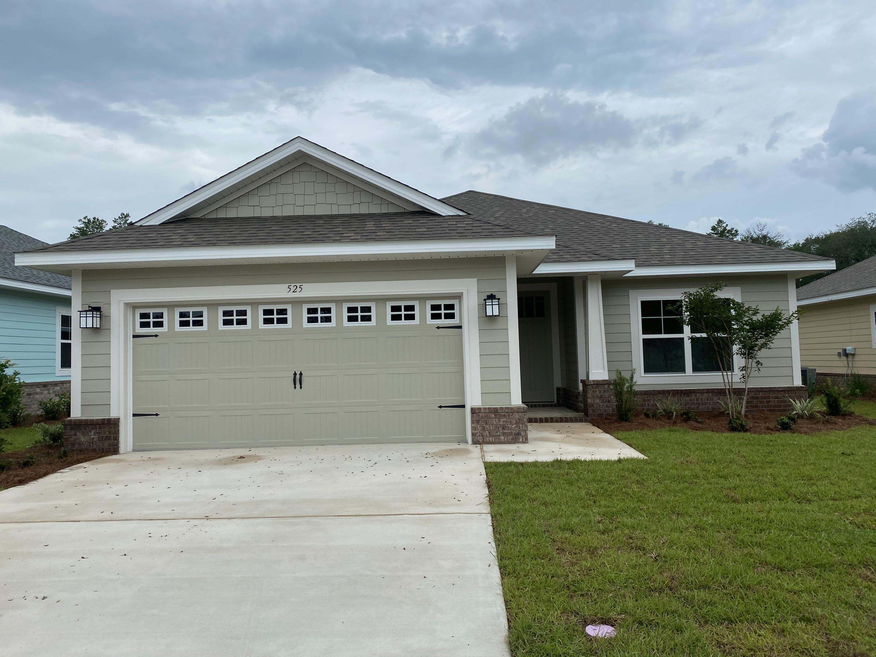 Riverwalk is a new subdivision in Freeport, FL located just south of the Publix Plaza. Only 15 minutes to the Beaches of South Walton! This home to be built is a spacious 3/2 with fantastic covered back porch. Florida Craftsman style exterior. Interior features:granite in kitchen and baths, durable CorTec Pro Plus luxury vinyl plank flooring, Moen faucets and 9' ceilings plus 8' entry doors and more. Rear patio (10'x17') will be screened. A Community pool and clubhouse are to be built. Seller pays most closing costs with a seller-approved lender!UPDATE: This home has been newly redesigned and will feature an open concept - the kitchen will open out to the great room! Note that photos show kitchen wall.