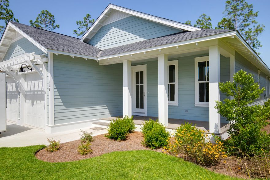 This beautiful new Begonia home from Huff Homes is a one-story layout with a study and porch in the front and the back! Storage space is abundant with each of the bedrooms having its own walk-in closet. Unique features include V-groove walls in living, kitchen & dining areas and Medallion wood floor in livng area. The fully equipped kitchen has quartz countertops, walk-in pantry, stainless steel vent appliances, center island and flows seamlessly to the dining room. The large living room opens to the front porch to welcome family and friends. The Watersound Origins community is a wonderful neighborhood full of amenities including the Village Commons pool & fitness center, miles of nature trails, dock access to Lake Powell, unlimited golf and much more! Also, ask the on-site sales team about the Joe Club offerings exclusive to new Watersound Origins owners. 