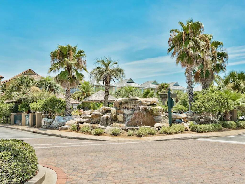 The property boasts 4 beautifully decorated bedrooms and 3.5 bathrooms. The open concept living room and kitchen space is perfect for entertaining. The kitchen is fully-equipped with modern appliances and a large island for meal preparation. The home is located within .5 mile from the beach, so guests can easily enjoy the white sand and turquoise waters of the Gulf of Mexico. The Villages of Crystal Beach is known a gorgeous lagoon-style pool with a waterfall and spa.