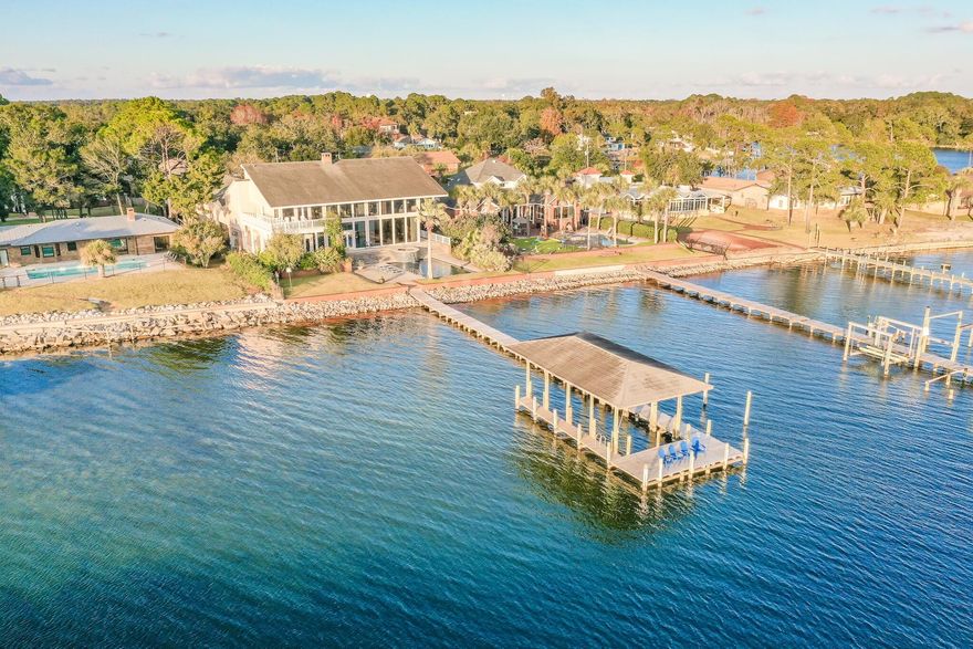 Buyer's cold feet is your opportunity! Offering the most spectacular and expansive Bayfront views on the Emerald Coast, this incredible, well-designed, custom home has 6500+ sqft, 4 bed, 4 bath, office, bonus room, game room, study nook and three car garage. The first level features soaring vaulted ceilings with spectacular floor to ceiling windows welcoming the expansive bay views, custom gas fireplace, custom kitchen with island which takes advantage of the open concept as the entire 1st floor flow is perfect for entertaining and large gatherings. Notable features:-Impact Glass Windows and Door with transferable lifetime warranty-Metal Roof 10 years old with lifetime warranty (recent wind mit available)-Brand new Generac generator will power the entire home should electric be -Tesla