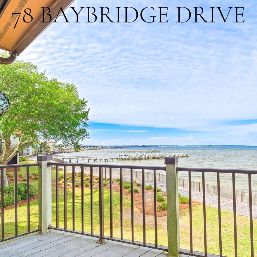 Welcome to 78 Baybridge Drive, a stunning waterfront paradise nestled in the highly desirable gated community of Baybridge in Gulf Breeze Proper. This luxurious property offers a unique blend of elegance, comfort, and breathtaking views of Pensacola Bay. This 2-bedroom, 2.5-bathroom, 1,700sqft newly renovated home is move in ready and a home you don't want to miss out on. Revel in captivating water vistas from the moment you enter the expansive living area, with natural light flooding the combined living, dining, and kitchen areas. A generous covered deck encapsulates the quintessential Florida lifestyle.The home features breathtaking Pensacola Bay water views from the living room, dining room, kitchen, and upstairs bedrooms. A wood-burning fireplace and built-in wet bar elevate the living space. At the same time, the thoughtfully designed kitchen showcases stainless steel appliances, granite countertops, an extended bar with additional storage, and a wine cooler. Open shelves, custom lighting, built-in cabinets, and plantation shutters complete the elegant kitchen and dining area.
The spacious primary bedroom offers fantastic water views from the large windows: large en-suite master bathroom, double vanity sinks, and two sizeable closets. The additional bedroom features a spacious walk-in closet, custom shelves and a versatile bonus room that presents endless possibilities, such as an office, workout space, or craft room.
An oversized two-car garage provides ample storage for your belongings, and the large closet and built-in cabinets maintain tidiness. The HOA ensures the upkeep of the oak-lined streets and lawns, while a walking path leads to the community pool, complete with a gazebo for outdoor events. A community tennis court adds to the exceptional Florida living experience.
This well-maintained home has given its owner cherished memories. Now your family can embrace all that Baybridge offers, just minutes from downtown Pensacola and even closer to Pensacola Beach. Washer and dryer are included, and the option to purchase the home fully furnished is available. Only long-term rentals are permitted, making this a true homeowner's haven.

