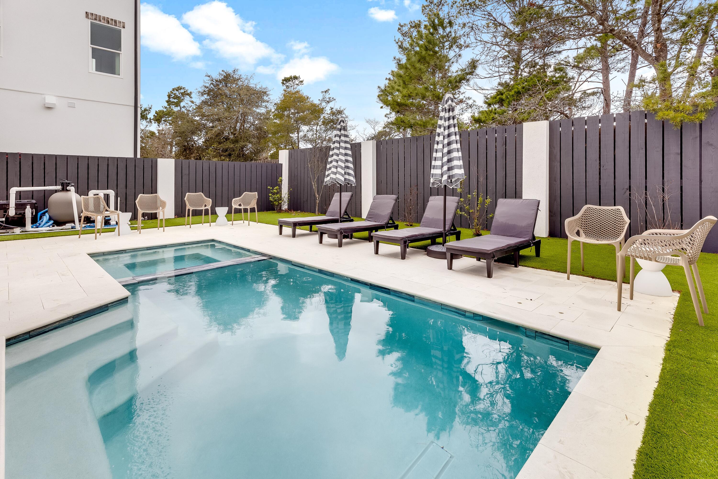 Rare new construction under $2M just off 30A. Seacroft Cottages is an exciting new 14 home subdivision tucked just off County Hwy 393 and a short stroll from 30A, ultra-happening Shunk Gulley restaurant, and 30A's widest public beach access at Ed Walline Park. Offered fully and beautifully furnished, no wonder this ''has it all'' home is projected to produce over $200K per year in vacation rental income.