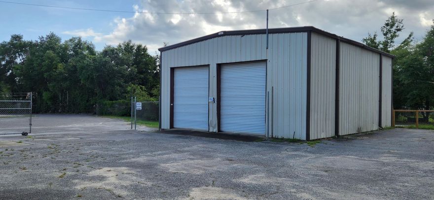 LOCATION! LOCATION! LOCATION!
Large warehouse building available, 1250 Sq feet.  1 renovated bathroom & dressing room.  Additional Storage room on shelves above.  Has two window AC Units (one generates heat).  24hr recorded Security cameras on perimeter.  Plenty of parking.  Lawn Maintenance & water/sewer included.  (floor mats not included, area will be cleared for tenant)