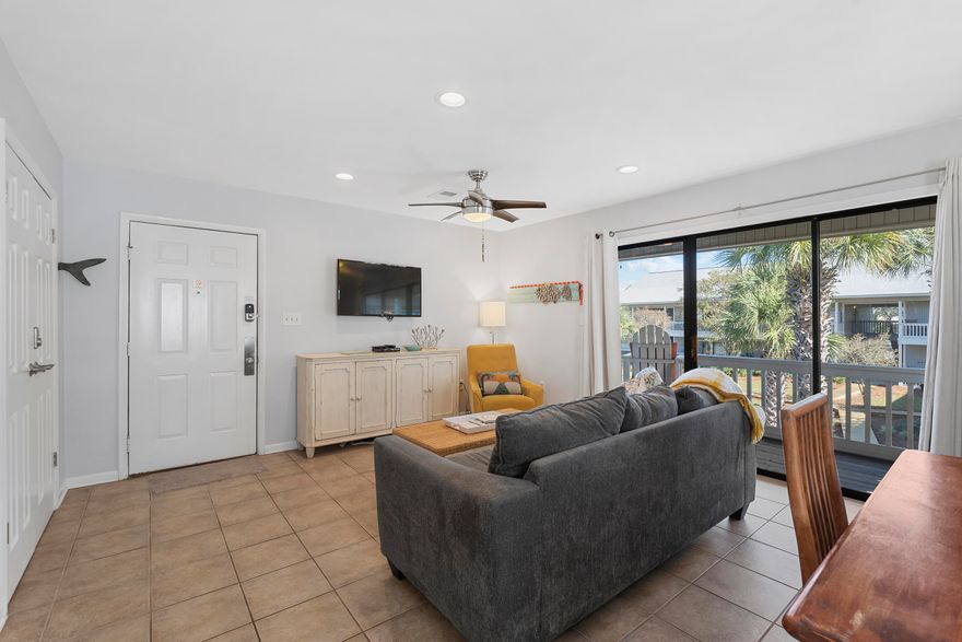 Welcome to your beachside oasis! This beautifully appointed 1 bedroom, 1 bathroom condo at Beachwood Villas offers a perfect retreat in the heart of Seagrove Beach, Florida. Located just steps away from the sugar-white sands and emerald waters of the Gulf of Mexico, this condo is ideal for those seeking a relaxing coastal getaway.  Upon entering, you'll be greeted by a bright and airy living space, featuring an open floor plan that seamlessly connects the living, dining, and kitchen areas. The cozy living room invites you to unwind and enjoy your favorite book or watch a movie on the flat-screen TV after a day spent on the beach. Adjacent to the living area, the dining space comfortably accommodates four, perfect for enjoying meals with loved ones