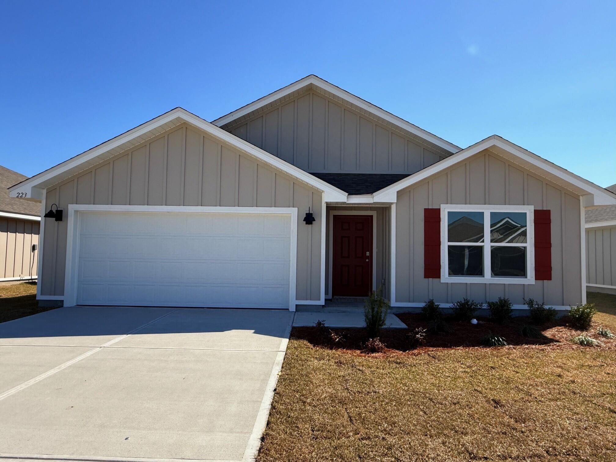 ALMOST COMPLETE & MOVE IN READY. Highly desirable Shoal River Landing with a community pool & cabana. This sought after Cali model, one of our most popular designs with a fabulous open design for relaxed living. 4 beds, 2 baths, covered patio, 2 car garage & the 'Smart Home Connect' System has a variety of convenient Smart Hm. Devices. Well-designed kitchen features stainless appliances, gorgeous Quartz countertops, smooth-top range, built in microwave, quiet dishwasher, corner pantry, island bar, Eye catching wood look flooring & PLUSH carpet in the bedrooms. Bedroom 1 & adjoining bath has a lg. walk-in closet, double Quartz vanity sinks & separate shower AND tub. STYLISH curb appeal. Easy drive to the airport, military base, beaches at Ft. Walton, Destin & minutes from golfing.