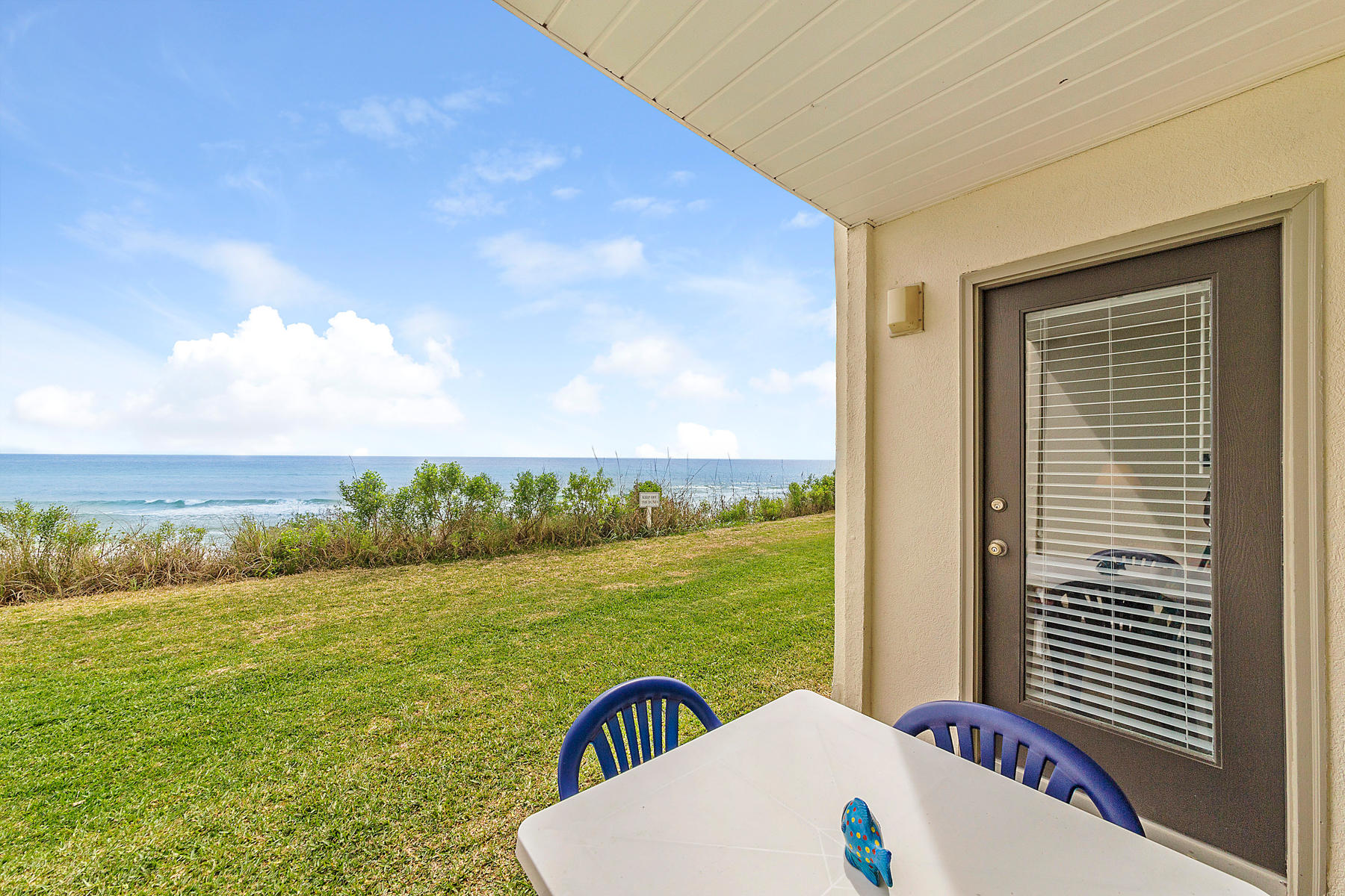 This condo is situated in the authentic Old Florida town of Seagrove Beach, located about a mile to Seaside! The moment you open the door to this gulf-front condo, you'll be stunned by the dazzling view across the room. Right outside the sliding glass door, is the emerald water of the Gulf of Mexico. This condo is thoughtfully furnished for relaxed, care-free fun. The living room opens to your private patio and mesmerizing sound and views of the gulf and beach. The master bedroom is furnished with a queen bed and a large private bath. The gracious guest bedroom has soothing pastel colors, a queen bed with close access to the second bath. If you like to cook, you'll love the spacious, fully-equipped kitchen.