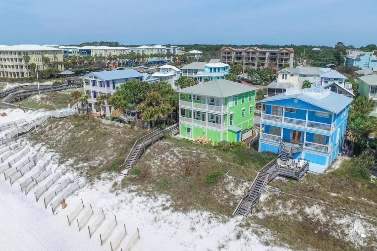 Lowest priced gulf front home on 30A, priced below lot value! 5 bedroom home in the gated community of Sunrise Beach. Conveniently located just of 30a and 393, one block from Gulf Place Town Center. Excellent vacation rental income! This home is rental ready, may need some interior cosmetics for an owner occupied. Large lot 55 ft of gulf front, x 285 ft deep. And you own all the water to the high tide water line. If buyer desires rentals, future bookings will be transferred to new owner.
