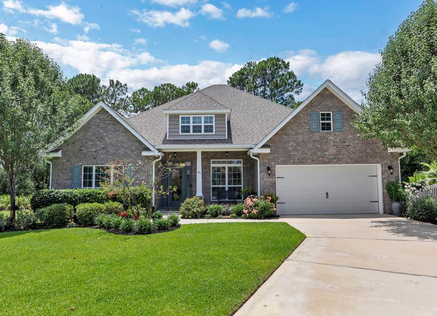 Experience the magic of life on the coast in this stunning and spacious home that is minutes from the sugar sands of 30A and full of upgrades! Situated on a 0.55 prime corner lot in the popular Peach Creek subdivision, this 3,096 sq ft Brianne open floor plan features 5 bedrooms, 3 baths, a large office, formal dining room, and a 720 sq ft garage that fits 3-4 vehicles! This charming neighborhood is conveniently located near beaches, schools, restaurants, boutique shopping, golf, beach clubs, and is a 5-mile drive to iconic Seaside! The residents of Peach Creek are known for spreading holiday cheer and food trucks often visit this friendly neighborhood. Head to the beach, bike/walk the neighborhood, or enjoy forest views on the huge screened-in back porch, deck, or backyard.