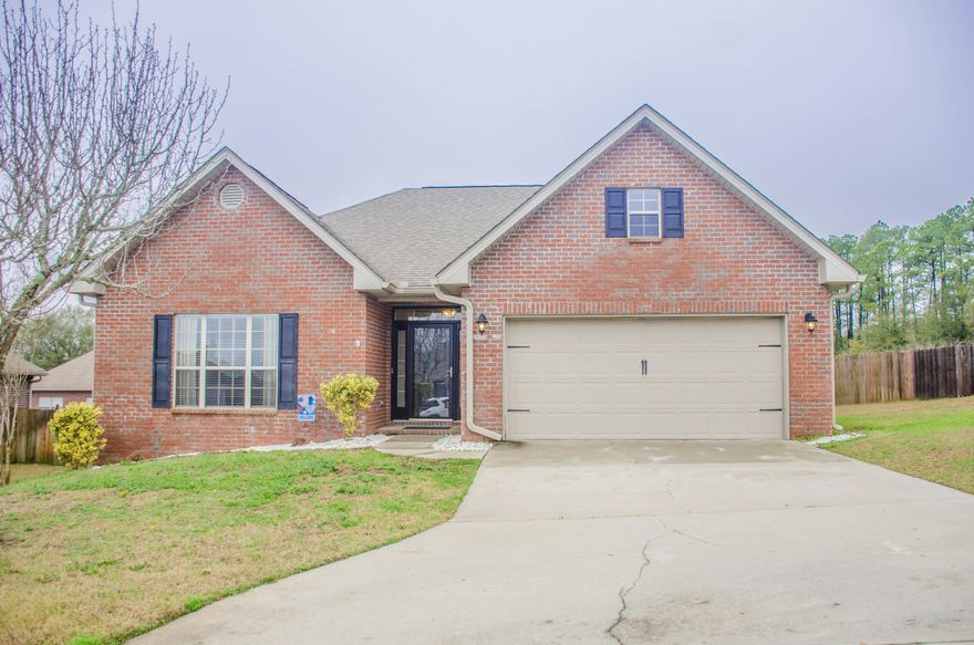 Wonderful all brick home in sought after South Crestview!!! Close proximity to Okaloosa county's military installations, including Eglin, Hurlburt and Duke as well as the Special Forces base. This lovely home features 3 spacious bedrooms plus an office and 2 full baths. Beautiful wood floors in the common areas and tile in all wet areas. Kitchen is open to the family/living room and features rich granite counter tops, tasteful and ample cabinetry and polished off with stainless steel appliances. Master bedroom is very generous and ornate with large trey ceiling. Master bath features double vanity, garden tub and large master closet. Additional features include security system and privacy fenced back yard located on a quiet cul-de-sac. Make an appointment today to view!