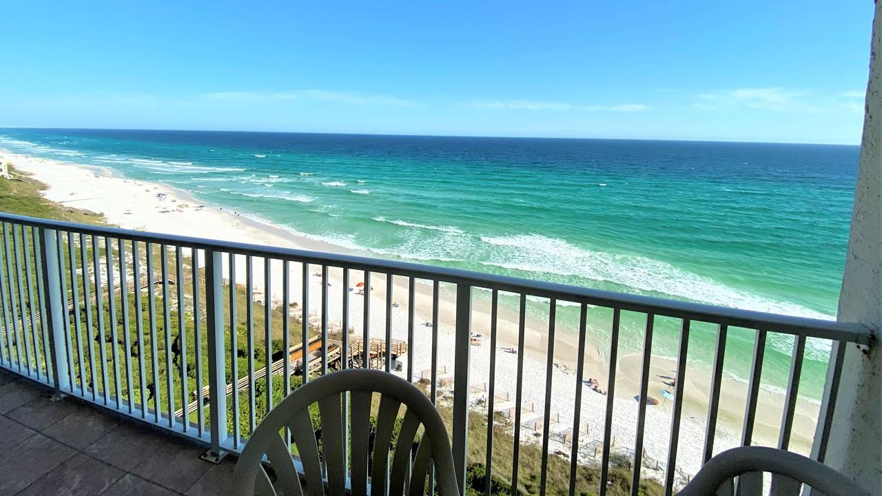 Sun, surf and sand coupled with privacy, this modern and clean two-bedroom unit in the coveted BeachCrest Condominium complex is located right in the heart of the prominent 30-A, just a short walk from great restaurants and tourist attractions. This 10th floor unit offers spectacular beachfront views on the gulf from living, dining and master bedroom; you can live life like you're on vacation every day. With pure white sand and azure water, Santa Rosa's legendary beaches served as the backdrop for the Truman Show. The HOA maintains the building and stunningly gorgeous grounds. With private beach access, your pristine beach is seldom busy, and your chair is waiting. This unit features a spacious balcony with access from the living room and master bedroom.